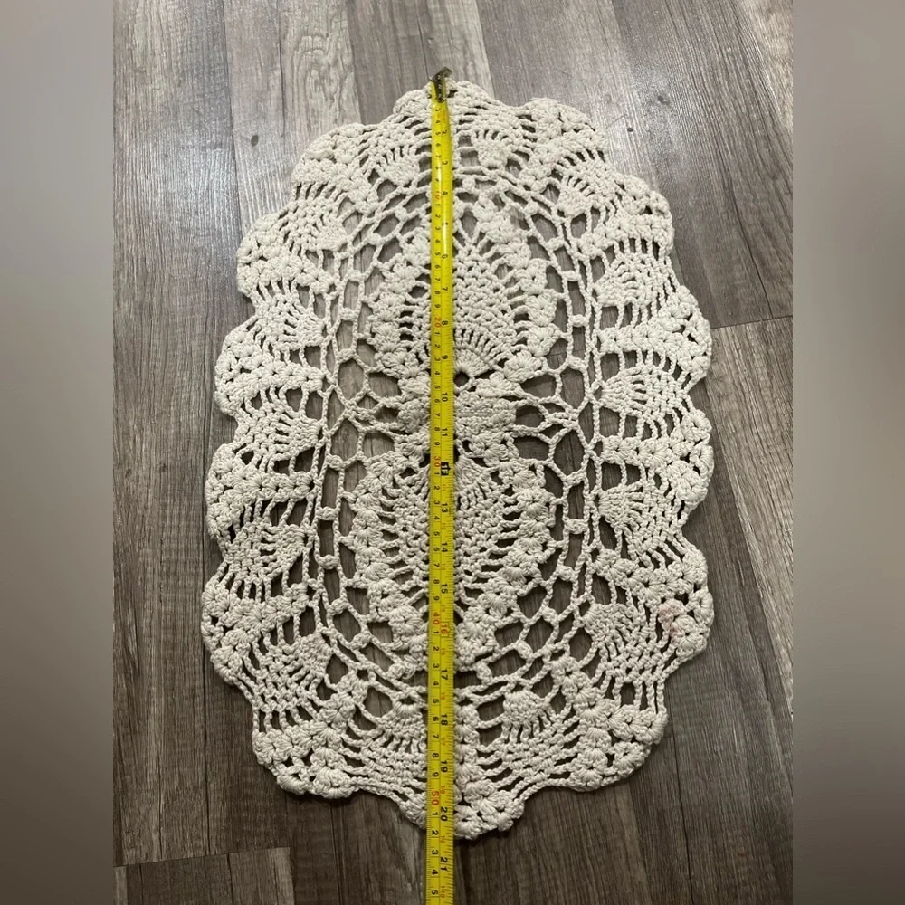Crochet handmade table runner cloth Cottagecore decor macrame boho shabby chic